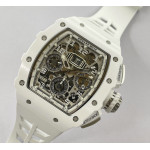 RM011 Titanium Case White Ceramic Bezel Chronograph Best Edition Skeleton Dial on White Rubber Strap KUF A7750