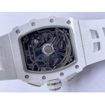 RM011 Titanium Case White Ceramic Bezel Chronograph Best Edition Skeleton Dial on White Rubber Strap KUF A7750