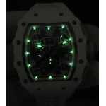 RM011 Titanium Case White Ceramic Bezel Chronograph Best Edition Skeleton Dial on White Rubber Strap KUF A7750