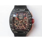 RM011 NTPT Chrono Carbon Case 1:1 Best Edition Crystal Dial Rubber Strap A7750 V2 KVF