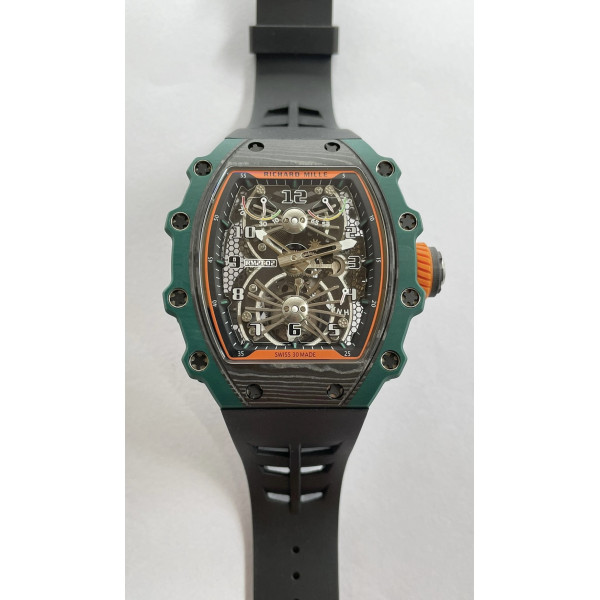 RM21-02 Tourbillon NTPT Best Edition Skeleton Dial on Black Rubber Strap RMF