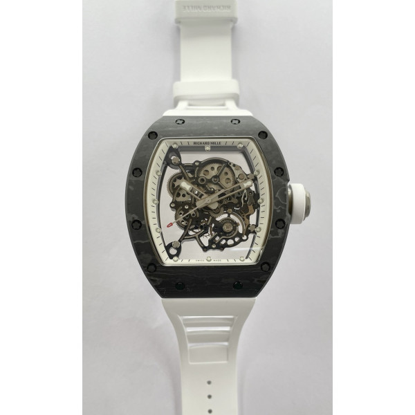 RM055 Bubba Watson NTPT Carbon Case White Skeleton Dial Rubber Strap BBR RMUL2