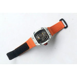 RM027-02 Rafael Nadal White Forge Carbon Bezel Skeleton Dial Orange Nylon Strap 6T51