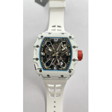 RM035-03 White Carbon/Red Crown Skeleton Dial White Rubber Strap Asian Skeleton movement