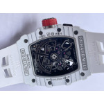 RM035-03 White Carbon/Red Crown Skeleton Dial White Rubber Strap Asian Skeleton movement