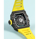 RM035-02 Rafael Nadal NTPT Carbon Skeleton Dial Yellow Rubber Strap KUF NH06