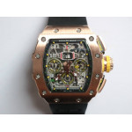 RM011 RG Chronograph RG Case 1:1 Best Edition Crystal Skeleton Dial Rubber Strap A7750 KVF