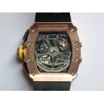 RM011 RG Chronograph RG Case 1:1 Best Edition Crystal Skeleton Dial Rubber Strap A7750 KVF