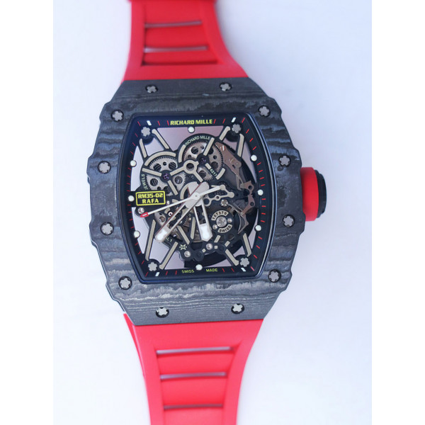 RM035-02 Real NTPT ZF 1:1 Best Edition Skeleton Dial Red&White&Black Rubber Strap NH05A V4