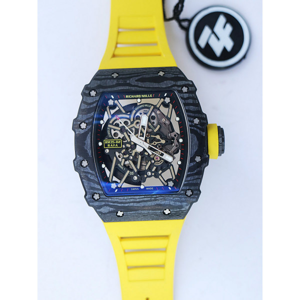 RM035-02 Real NTPT ZF 1:1 Best Edition Skeleton Dial Yellow Rubber Strap NH05A V4