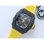 RM035-02 Real NTPT ZF 1:1 Best Edition Skeleton Dial Yellow Rubber Strap NH05A V4