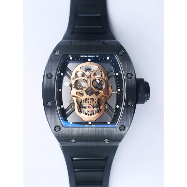 RM052 Skull Black Ceramic 1:1 Best Edition RG Skeleton Dial Black Rubber Strap NH05A ZF