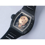 RM052 Skull Black Ceramic 1:1 Best Edition RG Skeleton Dial Black Rubber Strap NH05A ZF