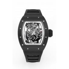 RM055 Black Ceramic Best Edition Skeleton Dial White Inner Bezel Rubber Strap KUF NH05