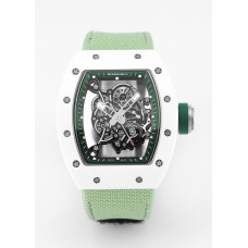 RM055 White Ceramic Best Edition Skeleton Dial Green Inner Bezel Nylon Strap KUF NH05