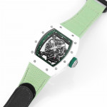 RM055 White Ceramic Best Edition Skeleton Dial Green Inner Bezel Nylon Strap KUF NH05