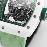 RM055 White Ceramic Best Edition Skeleton Dial Green Inner Bezel Nylon Strap KUF NH05