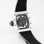 RM055 White Ceramic Best Edition Skeleton Dial Green Inner Bezel Nylon Strap KUF NH05