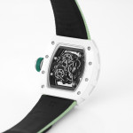 RM055 White Ceramic Best Edition Skeleton Dial Green Inner Bezel Nylon Strap KUF NH05