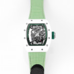 RM055 White Ceramic Best Edition Skeleton Dial Green Inner Bezel Nylon Strap KUF NH05