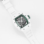 RM055 White Ceramic Best Edition Skeleton Dial Green Inner Bezel Rubber Strap KUF NH05