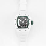 RM055 White Ceramic Best Edition Skeleton Dial Green Inner Bezel Rubber Strap KUF NH05