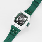 RM055 White Ceramic Best Edition Skeleton Dial Green Inner Bezel Rubber Strap KUF NH05