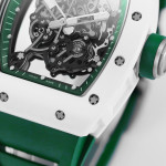 RM055 White Ceramic Best Edition Skeleton Dial Green Inner Bezel Rubber Strap KUF NH05