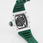 RM055 White Ceramic Best Edition Skeleton Dial Green Inner Bezel Rubber Strap KUF NH05