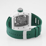 RM055 White Ceramic Best Edition Skeleton Dial Green Inner Bezel Rubber Strap KUF NH05