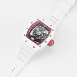 RM055 White Ceramic Best Edition Skeleton Dial Red Inner Bezel Rubber Strap KUF NH05