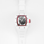 RM055 White Ceramic Best Edition Skeleton Dial Red Inner Bezel Rubber Strap KUF NH05