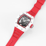 RM055 White Ceramic Best Edition Skeleton Dial Red Inner Bezel Rubber Strap KUF NH05