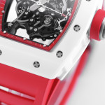 RM055 White Ceramic Best Edition Skeleton Dial Red Inner Bezel Rubber Strap KUF NH05