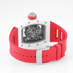 RM055 White Ceramic Best Edition Skeleton Dial Red Inner Bezel Rubber Strap KUF NH05