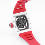 RM055 White Ceramic Best Edition Skeleton Dial Red Inner Bezel Rubber Strap KUF NH05