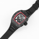 RM055 Black Ceramic Best Edition Skeleton Dial Red Inner Bezel Rubber Strap KUF NH05