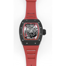 RM055 Black Ceramic Best Edition Skeleton Dial Red Inner Bezel Rubber Strap KUF NH05