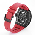 RM055 Black Ceramic Best Edition Skeleton Dial Red Inner Bezel Rubber Strap KUF NH05