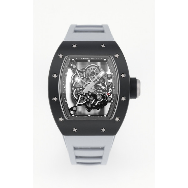 RM055 Black Ceramic Best Edition Skeleton Dial Black Inner Bezel Rubber Strap KUF NH05