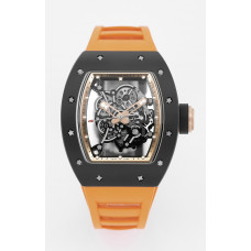 RM055 Black Ceramic Best Edition Skeleton Dial Orange Rubber Strap KUF NH05