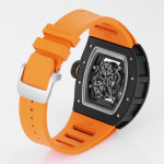 RM055 Black Ceramic Best Edition Skeleton Dial Orange Rubber Strap KUF NH05