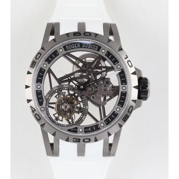 Excalibur Spider Titanium Skeleton Dial White Rubber Strap A2136 Tourbillon BBR