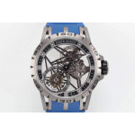 Excalibur Spider Titanium Skeleton Dial Blue Rubber Strap A2136 Tourbillon BBR