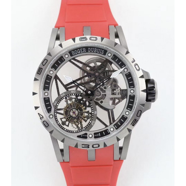 Excalibur Spider Titanium Skeleton Dial Red Rubber Strap A2136 Tourbillon BBR