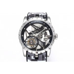 Excalibur SS Best Edition Skeleton Dial Black Rubber Strap A2136 Tourbillon BBR