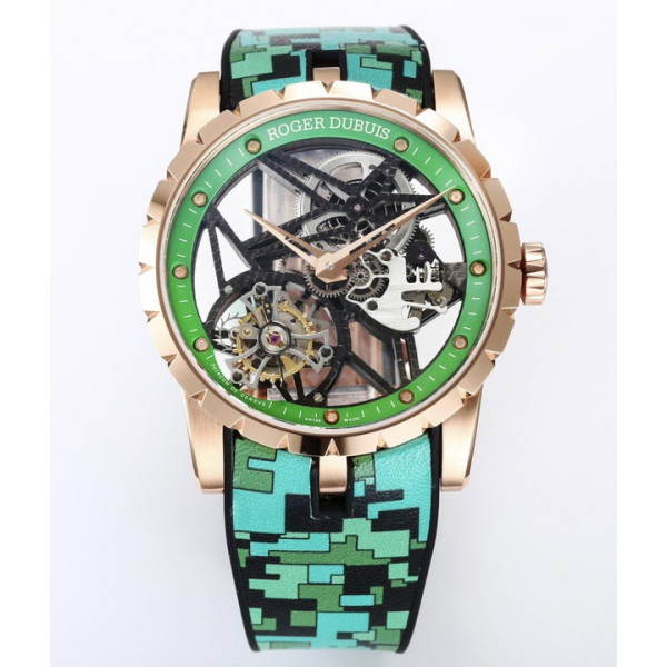 Excalibur RG Best Edition Skeleton Dial Green Rubber Strap A2136 Tourbillon BBR