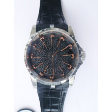 Excalibur Knights of the Round Table II SS Best Edition Black Dial Black Leather Strap MIYOTA 9015 ZF