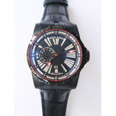 Excalibur DBEX0542 DLC 1:1 Best Edition Blue Dial  Black Leather Strap Micro Rotor Movement  TBF