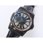 Excalibur DBEX0542 DLC 1:1 Best Edition Blue Dial  Black Leather Strap Micro Rotor Movement  TBF